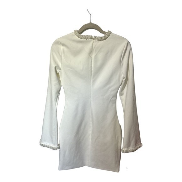 Mabel Imitation Pearl Trim Mini Dress In White Size 2 - Picture 4 of 8